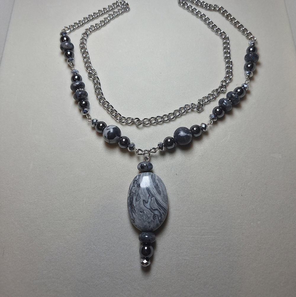 Artisan Gemstone Beaded Pendant Necklace - Picture 2 of 3